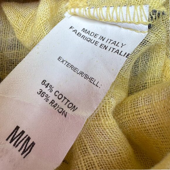 CHARLIE B Yellow Navy Swirl Print 100% Linen Italy Tunic Blouse Top Size M - Picture 3 of 4